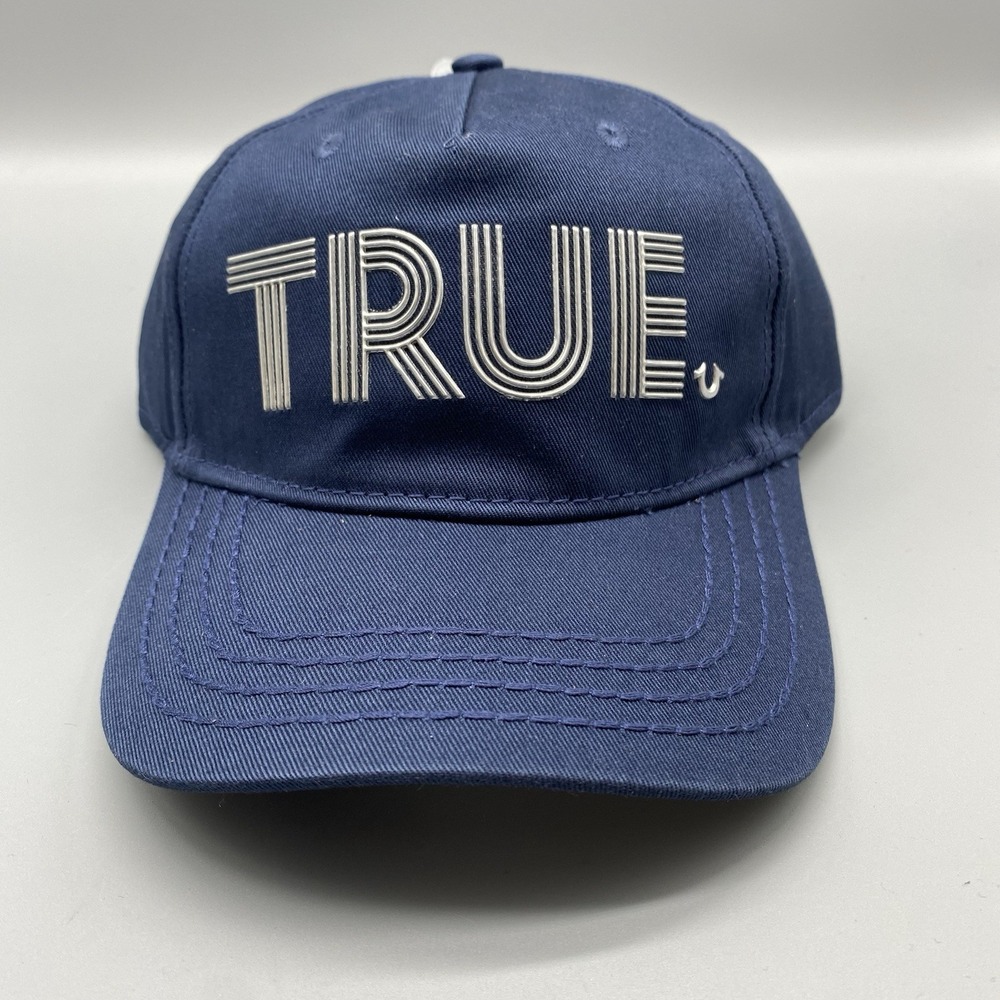 True Religion Hat Mens One Size Blue TRUE Adujustable Strapback Cap Cotton